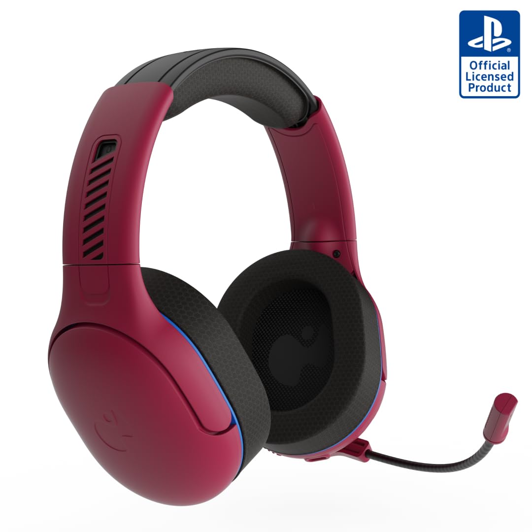 Photo 1 of PDP AIRLITE Pro Wireless Stereo Gaming Headset, Officially Licensed by Sony PlayStation 5, PS5/PS4/PS3/PC, Lightweight Durable 40 Foot Connection, Noise-canceling Flip-to-Mute Mic, Cosmic Red