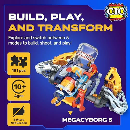 Mega Cyborg 5 Water Blaster STEM Toy | Hydraulic Cyborg Hand with 5 Modes | Battery-Free STEM Engineering Toys for Kids and Teens | Gifts for Kids Age 10 and Up | Bilingual Manual | 181 Pieces