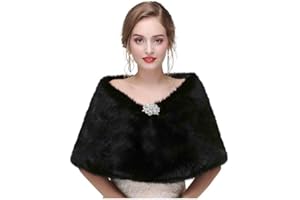 Olbye Yfe Women's Faux Fur Shawls Wraps Wedding Sleeveless Fur Wrap Shawl For Women 1920s Fur Stole Capelet