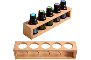 Sohynca Natural Bamboo Essential Oils Storage Rack fits 15ml bottles 1 Tier Tabletop Display Stand for Aromatherapy Bottles S