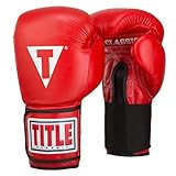 TITLE Classic Hook-and-Loop Leather Training Gloves, Red, 14-Ounce