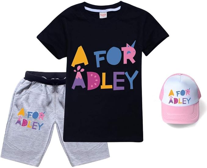 Kids Cartoon Game 'A for Adley' 3 Piece Suits Short Sleeve TShirt