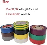 TSKDKIT 10 Rolls Electrical Insulation Tapes 15mm 10m Mixed Colour 600V view 7