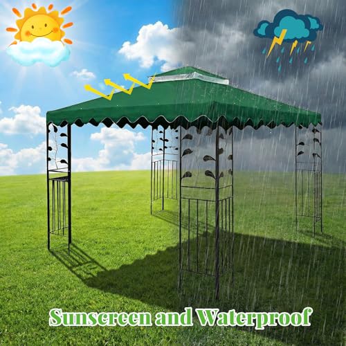 OKYUK Replacement Gazebo Roof with Breathable Mesh, UV Resistant, Stable Double Roof Construction, Waterproof, Includes Drainage Holes, Ideal for Garden Gazebos