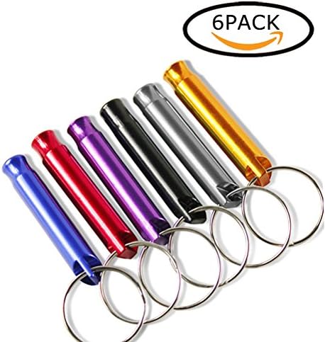 6pcs Emergency Aluminum Whistle Key Chain ,AlwaysDecor Loud Whistles great for Camping Hiking Hunting Outdoors Sports