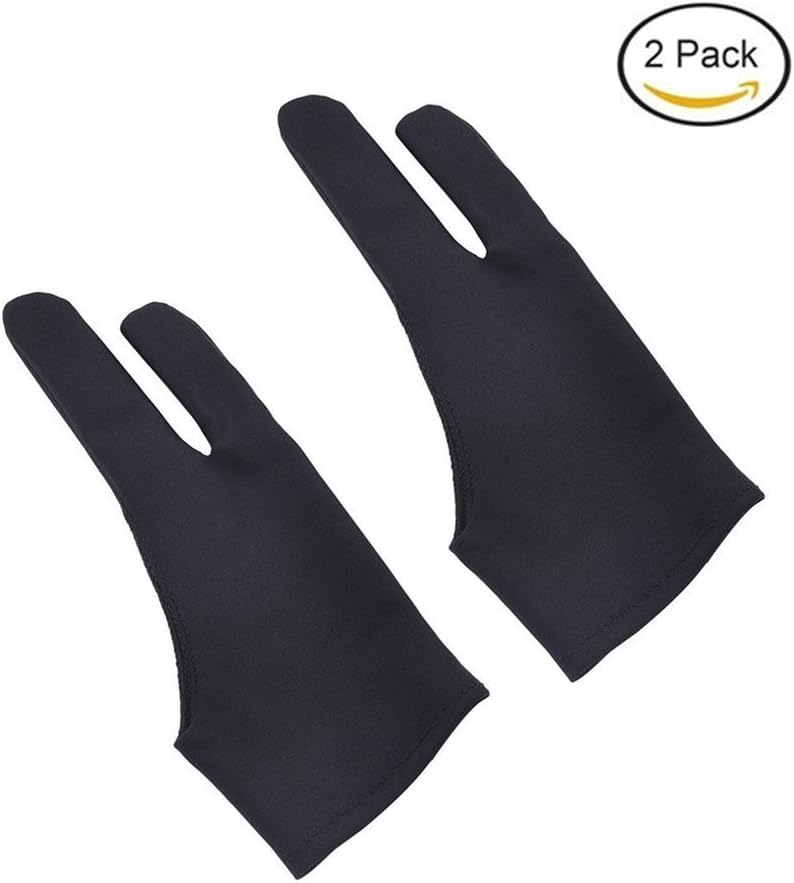2PCS Tablet Drawing Glove Artist Glove for Light Box, Graphic Tablet, Pen Display and iPad Pro Pencil (Black) (M)