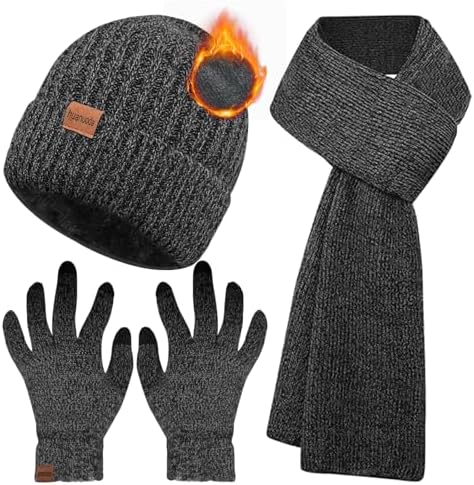 Knit Beanie Hat Scarf Set for Winter Long Scarf Neck Warmer Stylish Unisex Gift Harikery knit beanie hat scarf set for women winter knit  main image 2