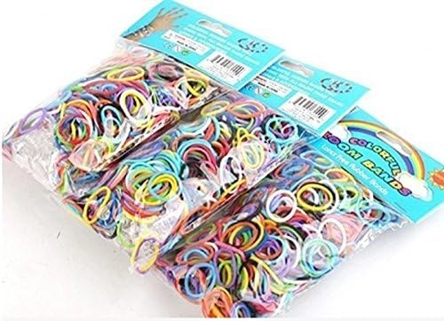 [Loombands] mix color rubber (rainbow color) 1,800pcs (600pcs ~ 3 bags) S-shaped clip 72 (24 ~ 3 bags), DIY with three open eye needle Loom Bands