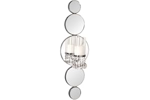 HOWARD ELLIOTT COLLECTION Howard Elliot Wall Mirror Sconce Candle Holder Accent Piece Home Decor, Round Silver Mirrored Candle Sconce Wall Decoration for Bedroom, Living Room, Dining Room, Perfect for Gifting - 31 x 10 inches