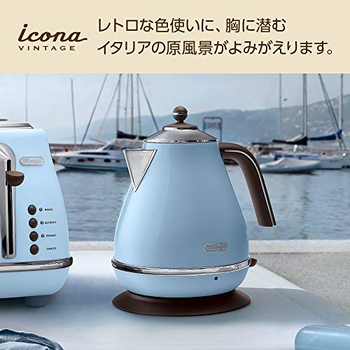 Delonghi Electric kettle (1.0L)「ICONA Vintage Collection」KBOV1200JAZ (Azzurro Blue)【Japan