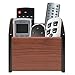 MyGift 2 Tone Black and Brown Wooden Spinning Remote Control Holder Caddy with 4 Compartments, Rotating Desktop Office Supplies Storage Organizer