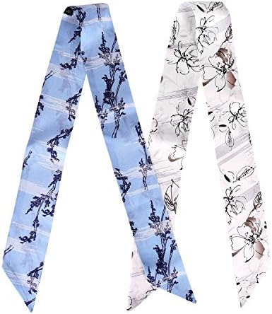 Zestilk Fashion Women's Twilly scarf (Floral White and Blue) T07