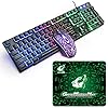 UK-Layout-Keyboard-and-Mouse-Set-104-Keys-Rainbow-Backlit-QWERTY-Keyboard-2400-DPI-4-Buttons-Breathing-Mice-MousePad-USB-Wired-Compatible-with-PC-Windows-Mac-PS4-XBox-Black Gaming Keyboard and Mouse Set, 104 Keys UK Layout QWERTY Rainbow Backlit Keyboard, 2400 DPI 4 Buttons Colorful Mice…