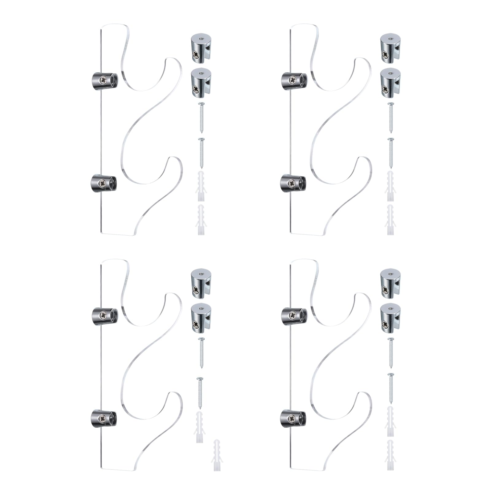 PATIKIL 2 Pairs Light Saber Stand Wall Display Acrylic Light Sword Holder Holder Baseball Bats Rack with Screws for Home Office, Transparent