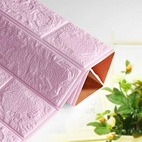 MARIAHANAN DIY Self Adhesive 3D Wall Stickers Bedroom Decor Foam Brick Room Decor Wallpaper Wall Decor Living Wall Sticker Kids Room (Light Purple)