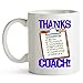 Play Strong Sports Mug Thanks Coach Clipboard Mug (11 oz) Awesome Mug Gift for Baseball, Soccer, Softball, Basketball, Volleyball, Tennis Coach Appreciation Gift - They'll Love 'Em!
