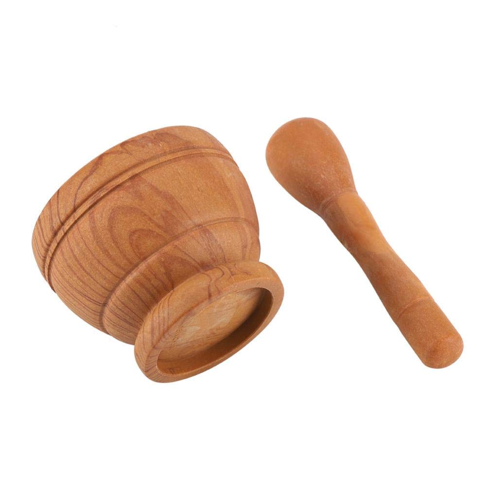 Manual Plastic Grinder, Garlic Spice Herbs Mortar Pestle Set, Kitchen Tool, for Kitchen Home Crushing (Wood grain)