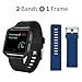 Fitbit Blaze Bands Large, JAKPAS 2PCS Silicone Replacement Bands with Black Frame for Fitbit Blaze Smart Fitness Watch (Black & Blue)