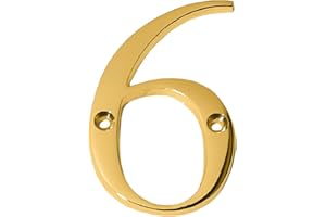 A10SHOP Clio 3-Inch Solid Brass Lacquered Polished Mailbox Numbers House Numbers For Outside, Address Plaques for House Numbers, Outdoor Decor (Number 6 or 9, Polished Brass)