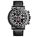 LIEBIG Men's Analog Quartz Watches Chronograph 50M Water Resistant with Black Leather Military Style Wrist Watch