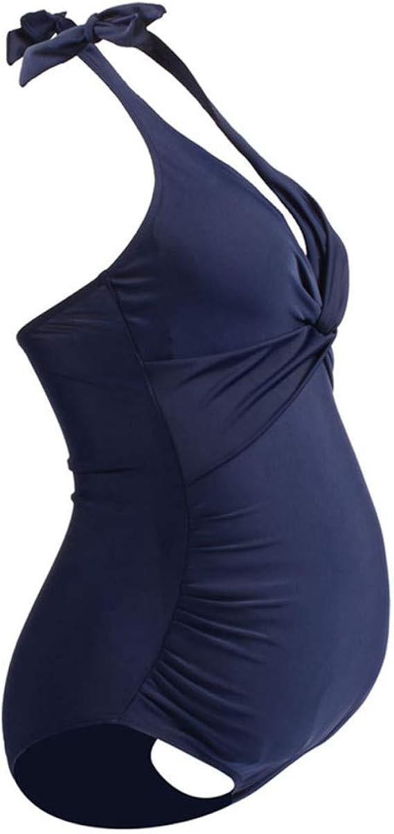 FIRSS Damen Badeanzug Neckholder Schwangerschaft Bademode VAusschnitt