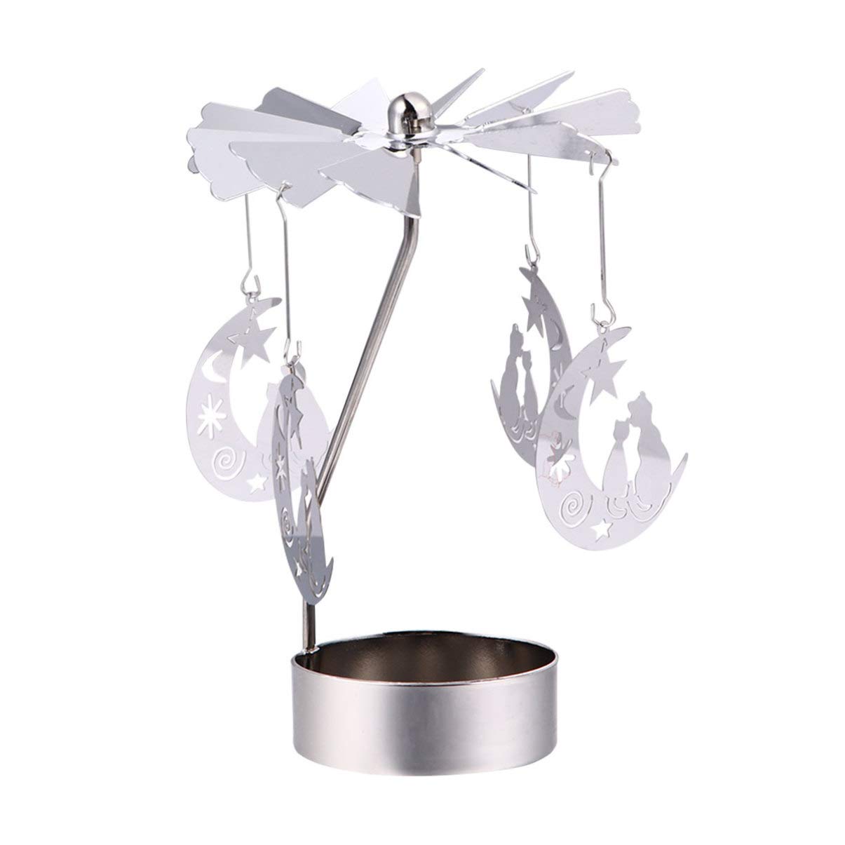 Rotating Tea Light Holder Candle Spinner Metal Candlestick Holder Carousel Table Centerpiece for Valentines Day Wedding Holiday Birthday Decoration