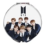 Youyouchard BTS Bangtan Boys Love Yourself BTS Mirror Makeup Mirror Pocket Folding Face Mirror Compact for Friends who Love BTS - F(F02 Diameter 7cm)