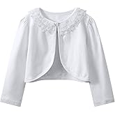 LUCKYGAL White Cardigan for Girls Shrug Sweaters Kids Lace Bolero for Party First Communion