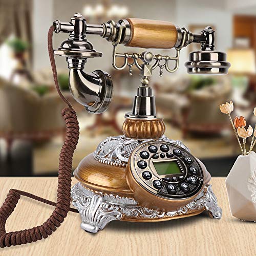 Mugast IDS-8675D Retro Corded Telephone,Auto IP Antique Vintage Style Wired Desktop Landline Phone with FSK/DTMF Dual System and Caller ID for Home Office Decoration - Thumbnail 3