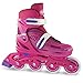 Crazy Skates Adjustable Inline Skates for Girls - Beginner Kids Roller Blades - Pink with Purple (Small/Sizes j11-1)