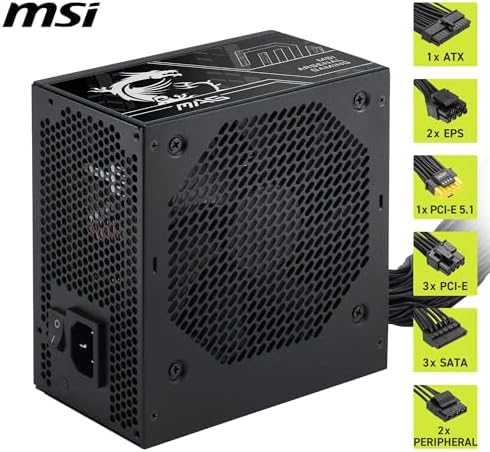Pro mag A750BN PCIE5 III - fonte de alimentação PC, 750 W, ATX, 80 Plus Bronze, ATX 3.1, compatível com GPU PCIe 5.1, conector bicolor nativo 12 V-2 x6, cabos em relevo