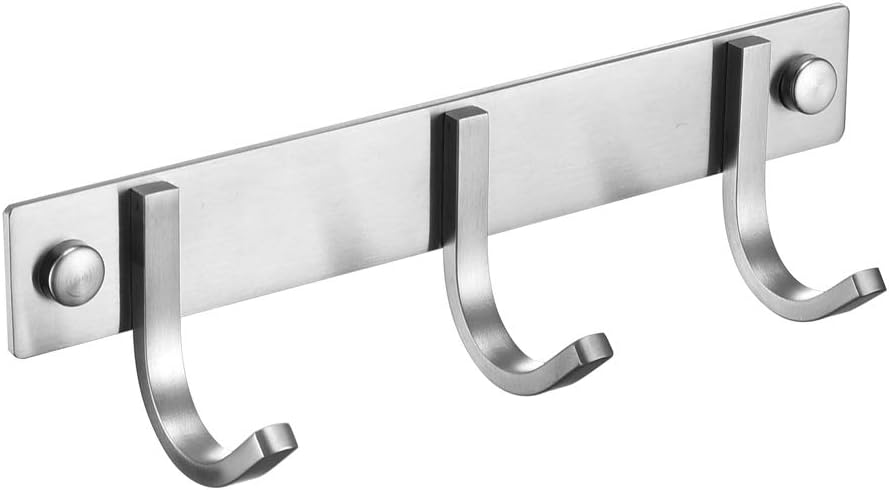 KXKL Bathroom Coat Hook Row Hook 304 Stainless Steel Brushed Nickel Bathroom Toilet Bath Towel Towel Hook Coat Hook Key Hook Living Room Storage Hook Kitchen Spatula Spoon pan with Hook(3-Row Hook): Home & Kitchen