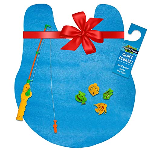 Perfect Life Ideas Lets Go Fishing Magnetic Game - Potty Putter Toy with Mini Fishing Pole and 4 Magnetic Plastic Fishes and Gone Fishing Sign as Toilet Bathroom Games for Toddlers, Kids and Adults