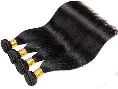 ZILING Hair 100% Unprocessed Brazilian Straight Virgin Remy Real Human Hair Extensions 3 Bundle Deals Mixed Length (Natural Color,14 16 18 20 Inch,100g±5g Each Bundle)