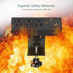 Desktop Clamp Power Strip with USB, Surge Protector