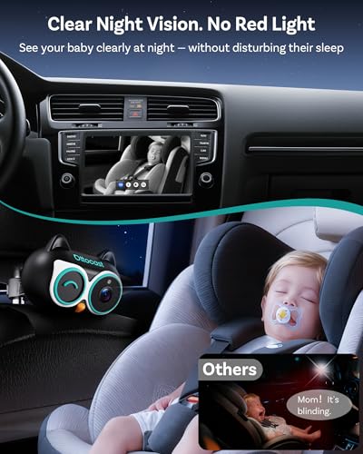 OTTOCAST Baby Car Camera &Wireless CarPlay Adapter,1080P HD Rear Seat Monitor Display on Car Screen,150°Wide Angle No-Glow Night View, Safety for Kids & Infants