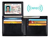 Seeduck Genuine Leather RFID Blocking Wallets Mens Wallet (Black)
