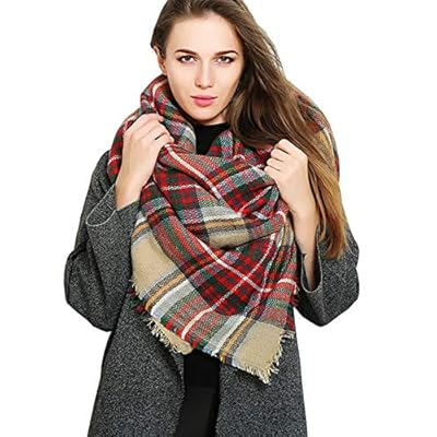 Women's Plaid Tartan Grids Checked Winter Blanket Shawl Wrap