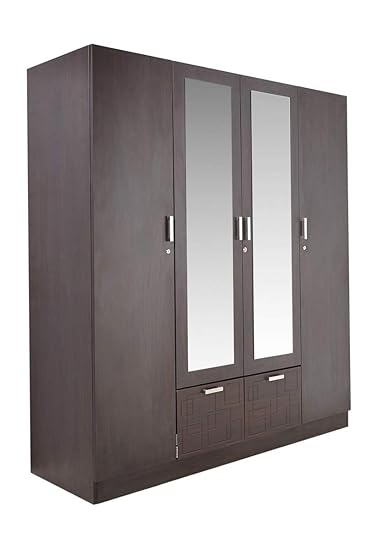 Godrej Interio Squadro 4 Door Wardrobe With Mirror Matte Finish
