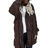 Fapizi Women Coat Autumn Winter Clearance Cardigan Faux Fur Hooded Long Coat Jacket Hoodies Parka Outwear