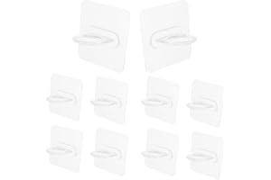HAMPPLIES 10pcs Round Multifunctional Adhesive Hooks for Bathroom Kitchen, Removable Self-Stick Towel and Coat