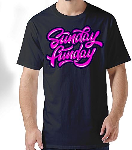 Jukaifaquj Sunday Funday Men's Fashion Leisure Cotton Adult Standard Weight T-Shirt M Black
