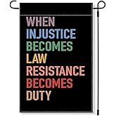 RZHV When Injustice Becomes Law Resistance Becomes Duty Double-Sided Garden Flag for Outdoor House Yard Sign Garden Decor Parade, Social Justice Equality Yard Sign, Feminist Gifts for Friend BFF