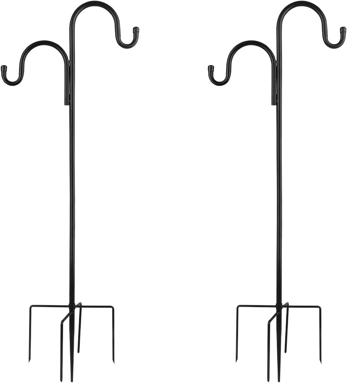 Outdoor Shepherd's Hooks - LOLOST 40 Inch Tall Shepherd Hooks with 5-Forked Base, Adjustable Heavy Duty Bird Feeder Pole Stand Hanger , Shepards Hooks for Outdoor Suitable for Light Solar Lantern Mason Jar Wedding Black,2 Pack