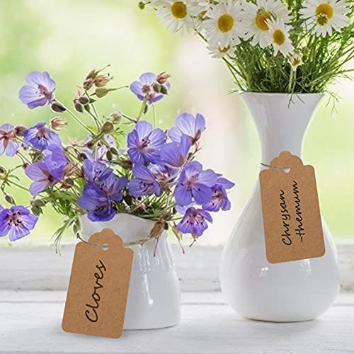 SallyFashion Kraft Paper Tags, 600 PCS Craft Hang Tags with Free 600 PCS Natural Jute Twine for Gifts Arts and Crafts Wedding Holiday