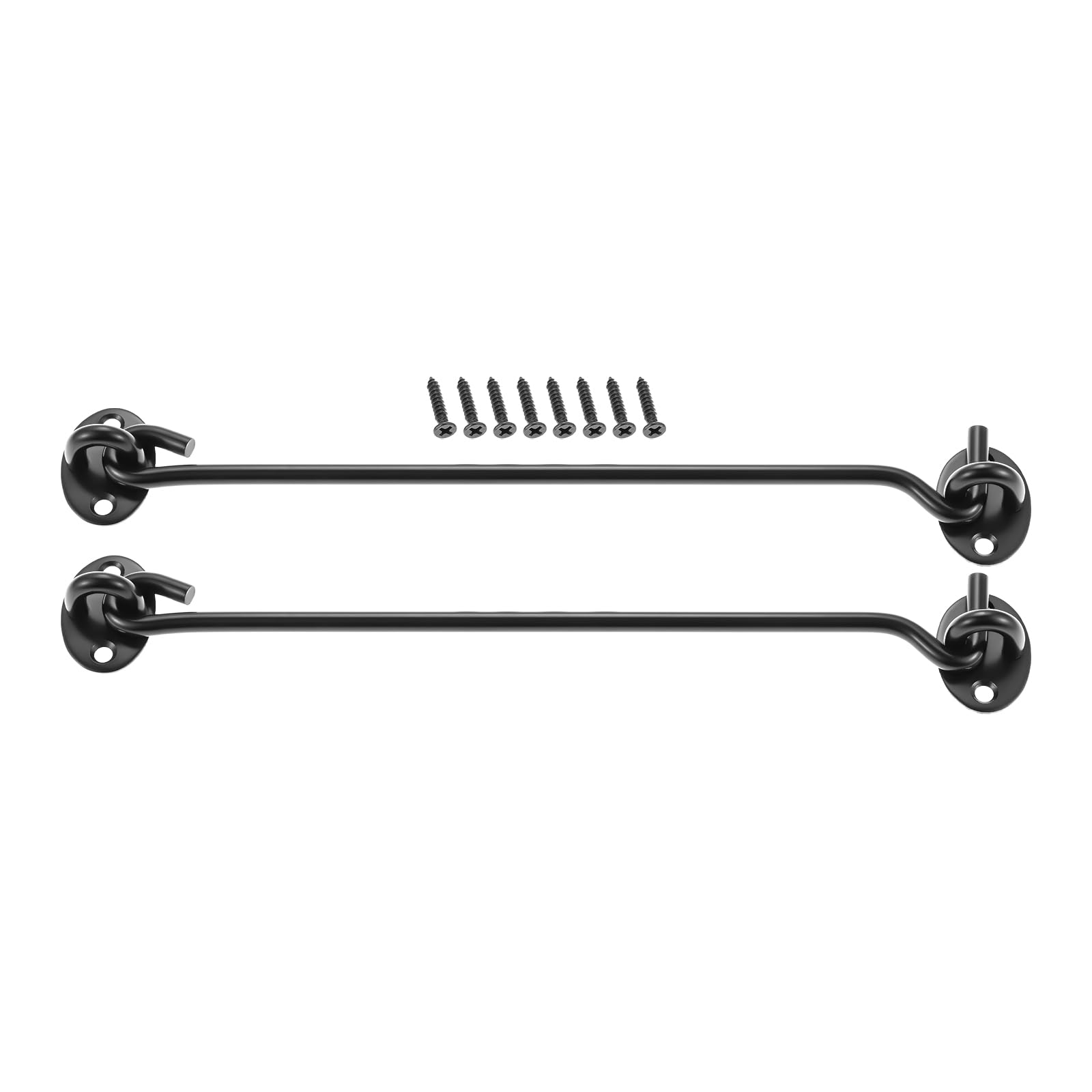 10 Inch-250mm Cabin Hook and Eye Latch Lock Shed Gate Door Catch Silent Holder Stainless Steel Black 2Pcs