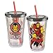 VANDOr LLC 26414 Marvel Iron Man 18 oz Acrylic Travel Cup with Lid and Straw, Red, Back, and Yellow -