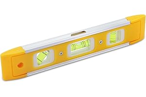 DTDNZKN 9 Inch (230 mm) Torpedo Level Magnetic, Small Leveling Tool with 3 Bubble Spirit Levels (45, 90, 180 Degree) - Ideal for Hanging Pictures, Installing Shelves, and Home Renovations
