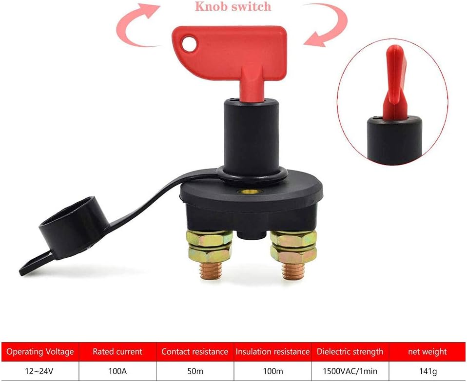 Battery Isolator Cut Off Switch - 12V/24V Automotive Emergency Power Kill Disconnector for Car, black - Image 4