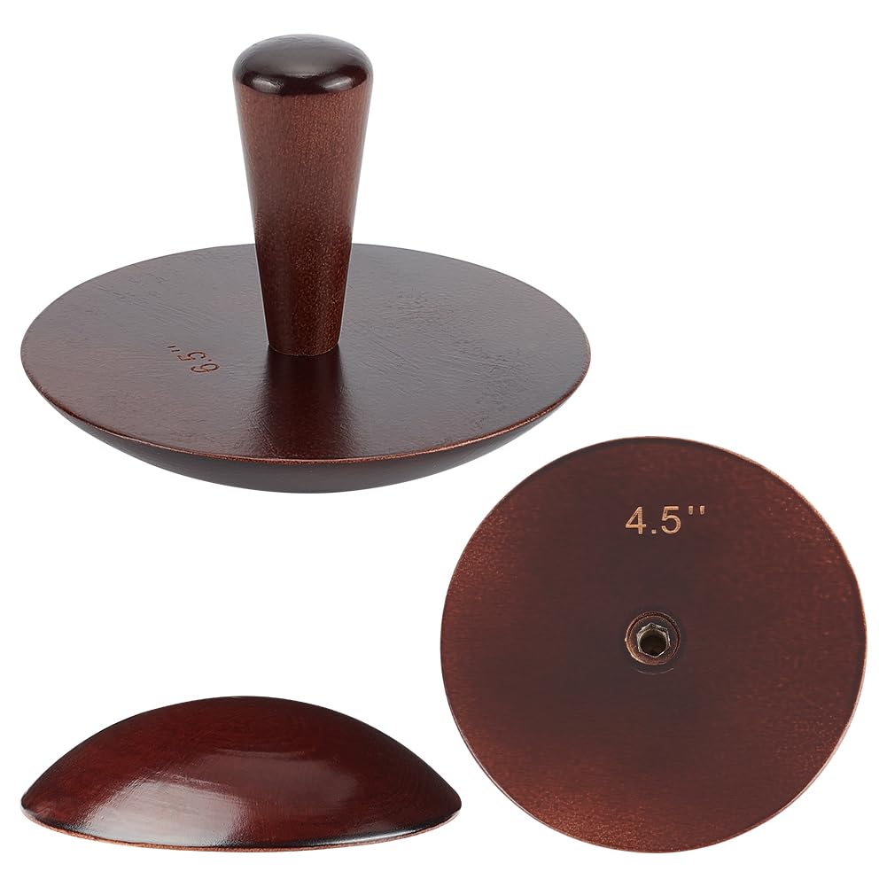 BENECREAT 3 Sets Wooden Ceramic Top s, 114mm 140mm 161mm Beech Wood Interchangeable Pottery Tool with Handle, Coconut Brown Clay Modeling Tools for Ceramic Bowl & Plate Making DIY